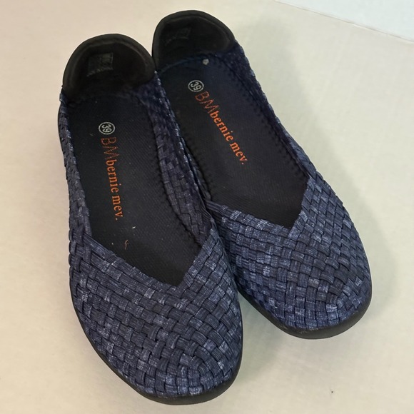 Bernie Mev Woven Navy Blue Comfort Slip On Ballet Flats Shoes Size 39 - Picture 1 of 4